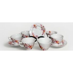 Ridgway English Garden Set Of 6 Saucers Tea Cups Staffordshire England Ironstone